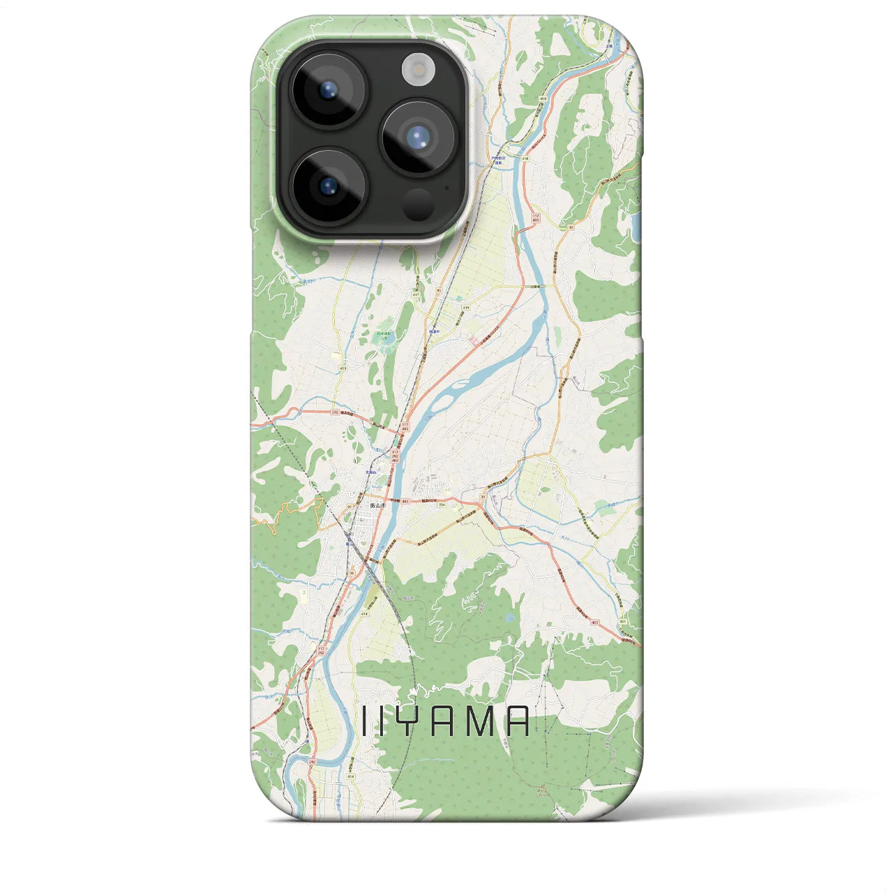 【飯山】地図柄iPhoneケース（バックカバータイプ・ナチュラル）iPhone 15 Pro Max 用