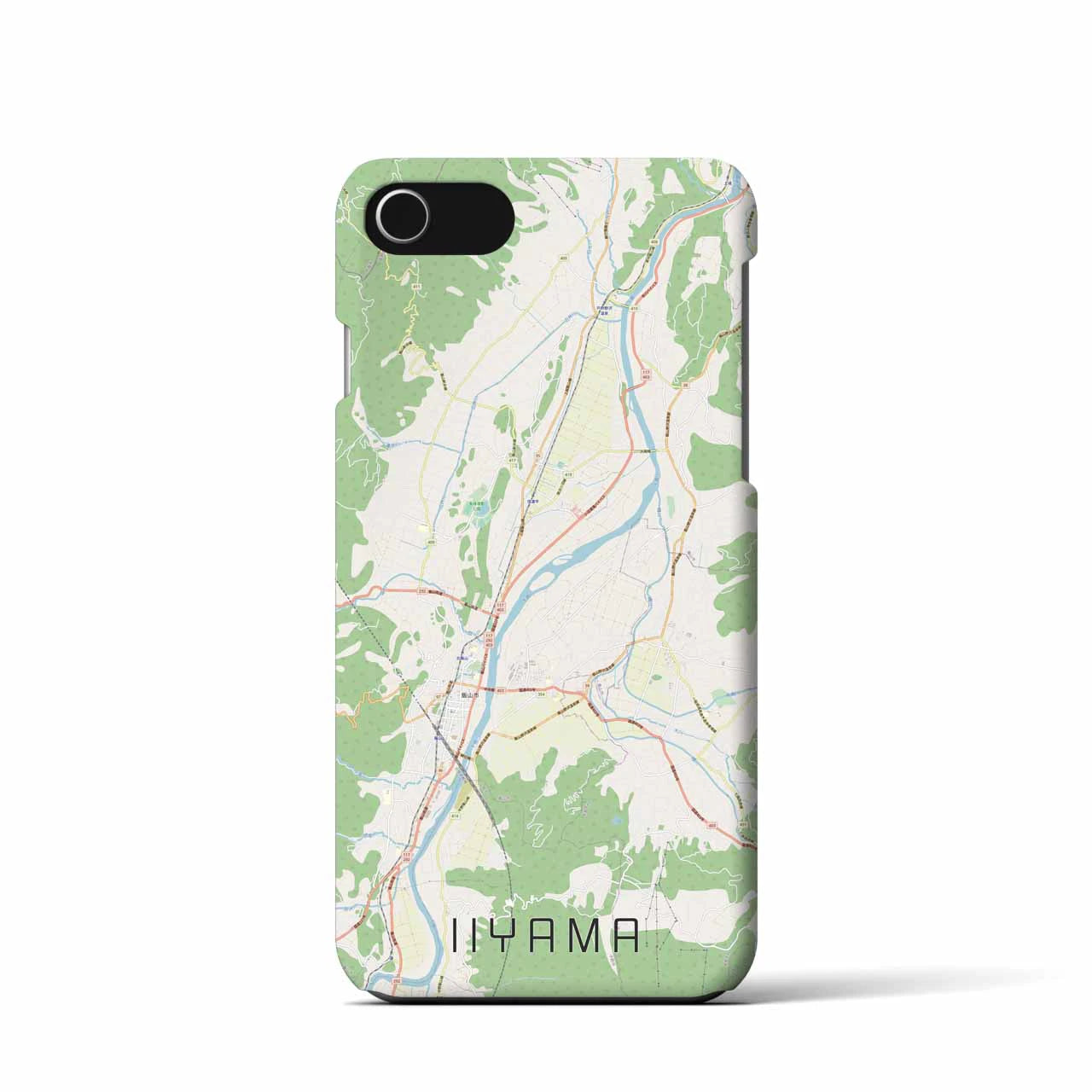 【飯山】地図柄iPhoneケース（バックカバータイプ・ナチュラル）iPhone SE（第3 / 第2世代） / 8 / 7 / 6s / 6 用