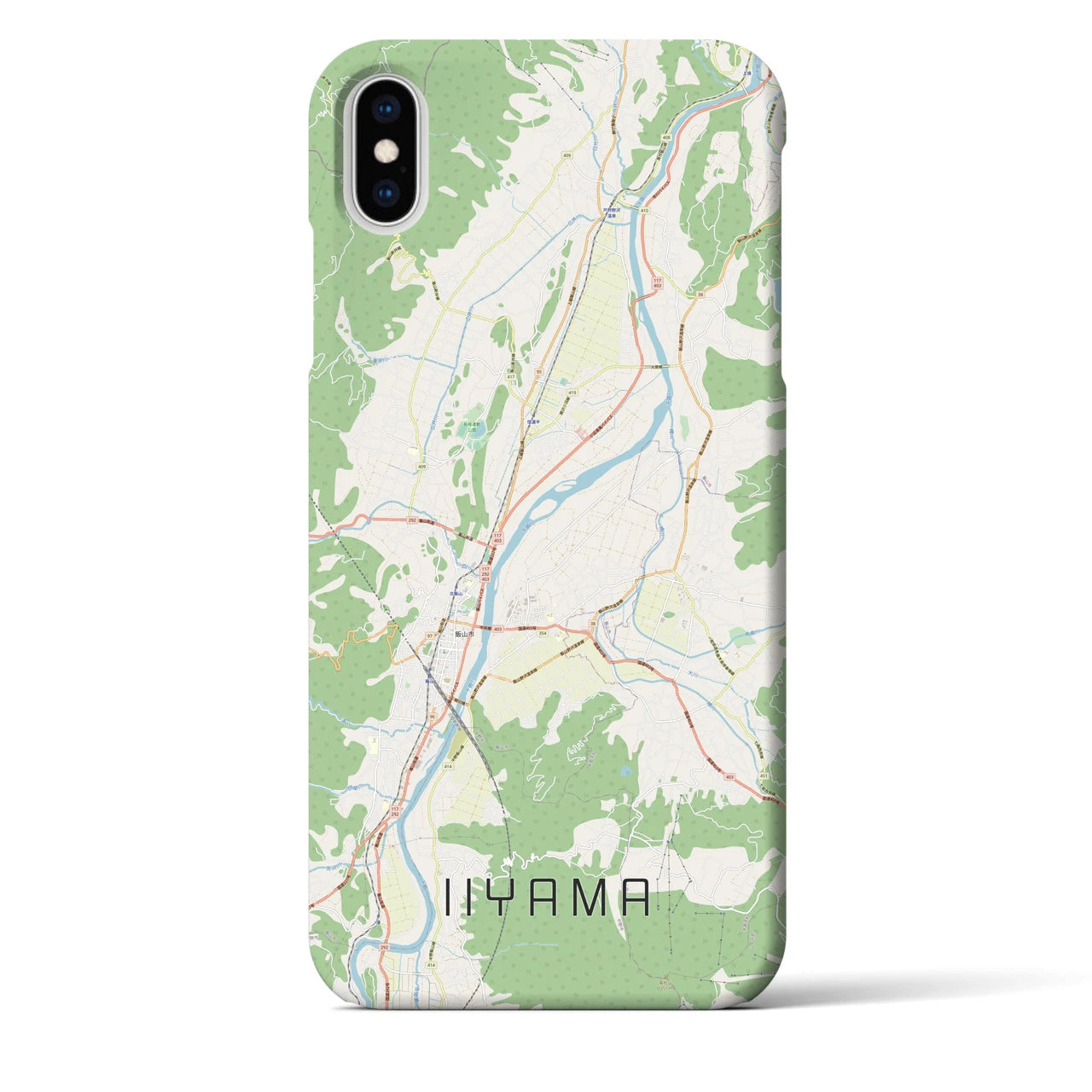 【飯山】地図柄iPhoneケース（バックカバータイプ・ナチュラル）iPhone XS Max 用