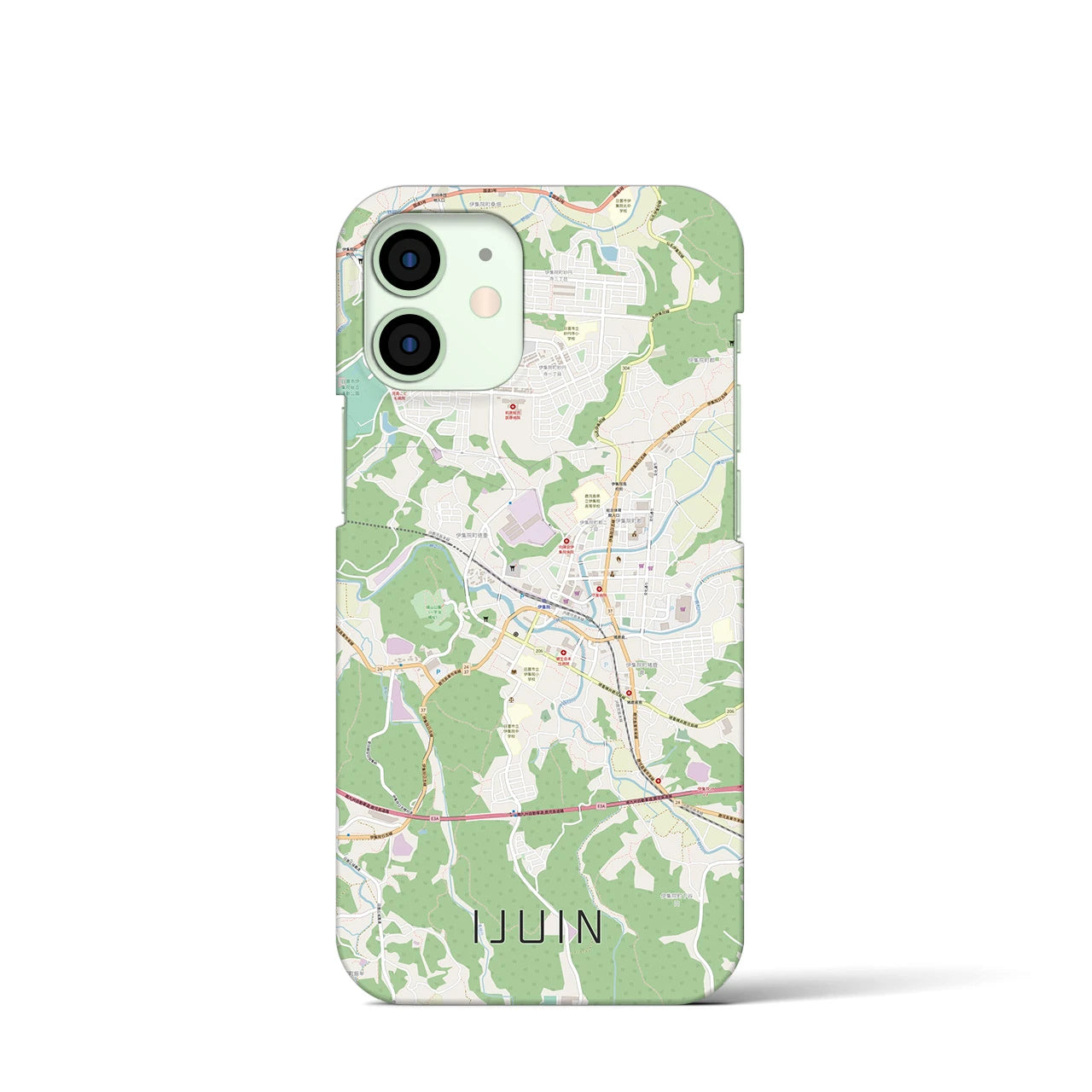 【伊集院】地図柄iPhoneケース（バックカバータイプ・ナチュラル）iPhone 12 mini 用