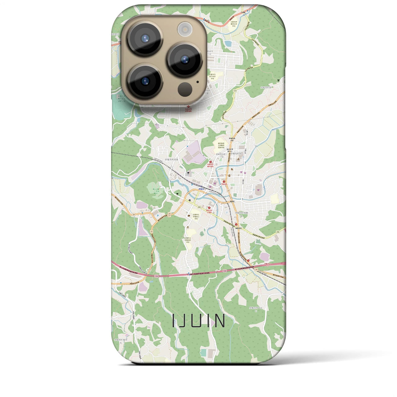 【伊集院】地図柄iPhoneケース（バックカバータイプ・ナチュラル）iPhone 14 Pro Max 用
