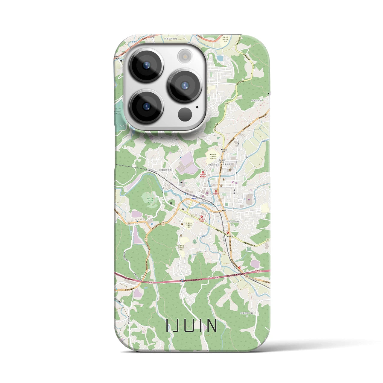 【伊集院】地図柄iPhoneケース（バックカバータイプ・ナチュラル）iPhone 14 Pro 用