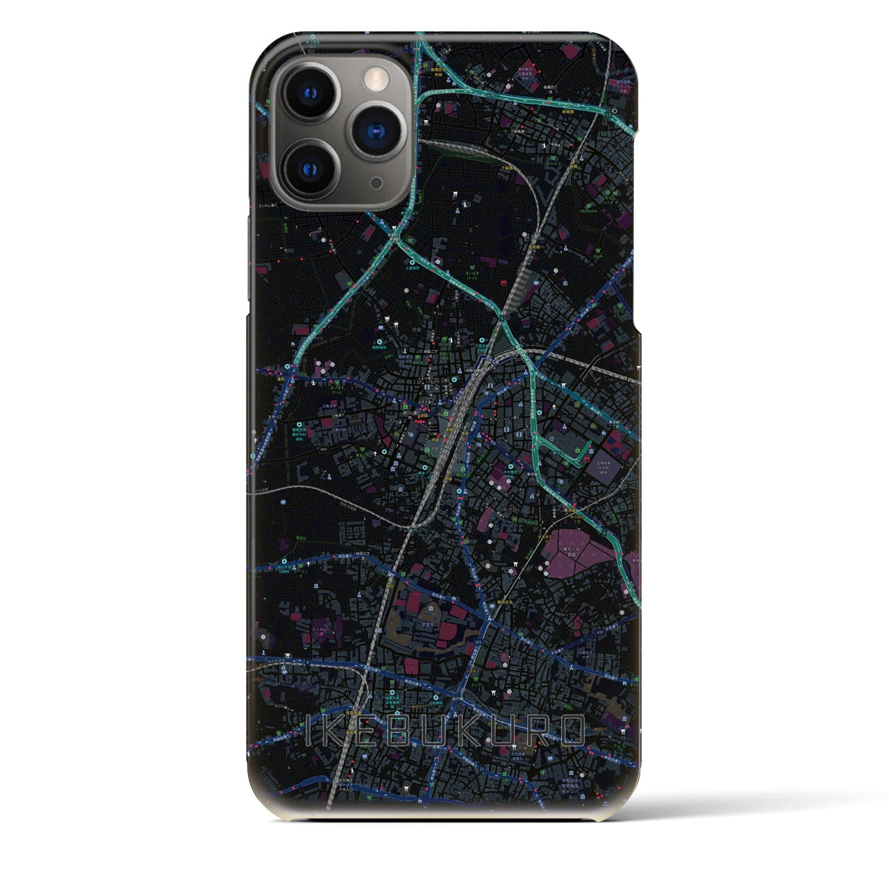【池袋】地図柄iPhoneケース（バックカバータイプ・ブラック）iPhone 11 Pro Max 用