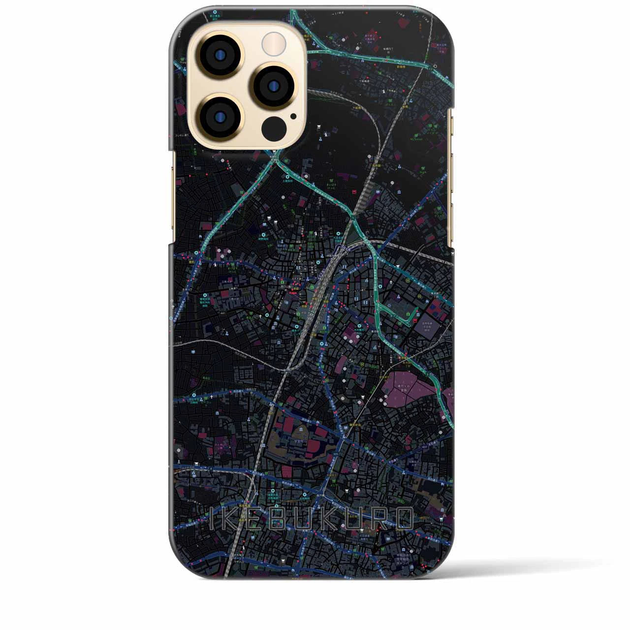 【池袋】地図柄iPhoneケース（バックカバータイプ・ブラック）iPhone 12 Pro Max 用