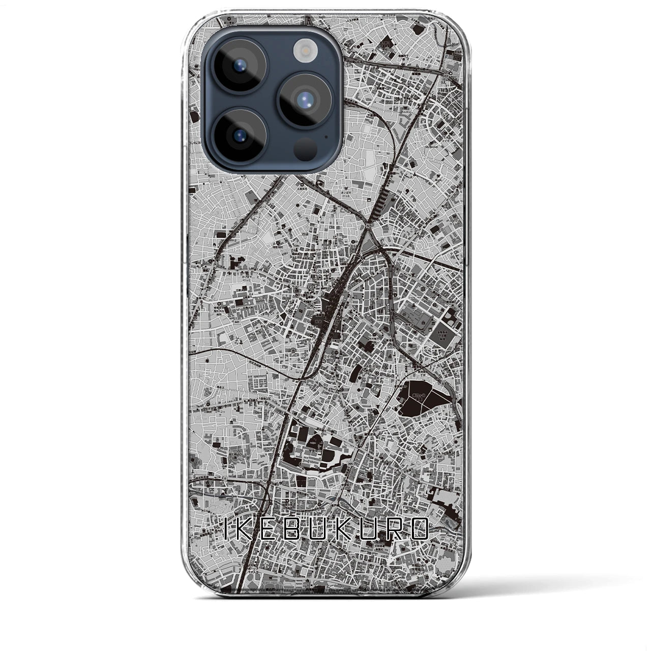 【池袋】地図柄iPhoneケース（クリアタイプ・モノトーン）iPhone 15 Pro Max 用