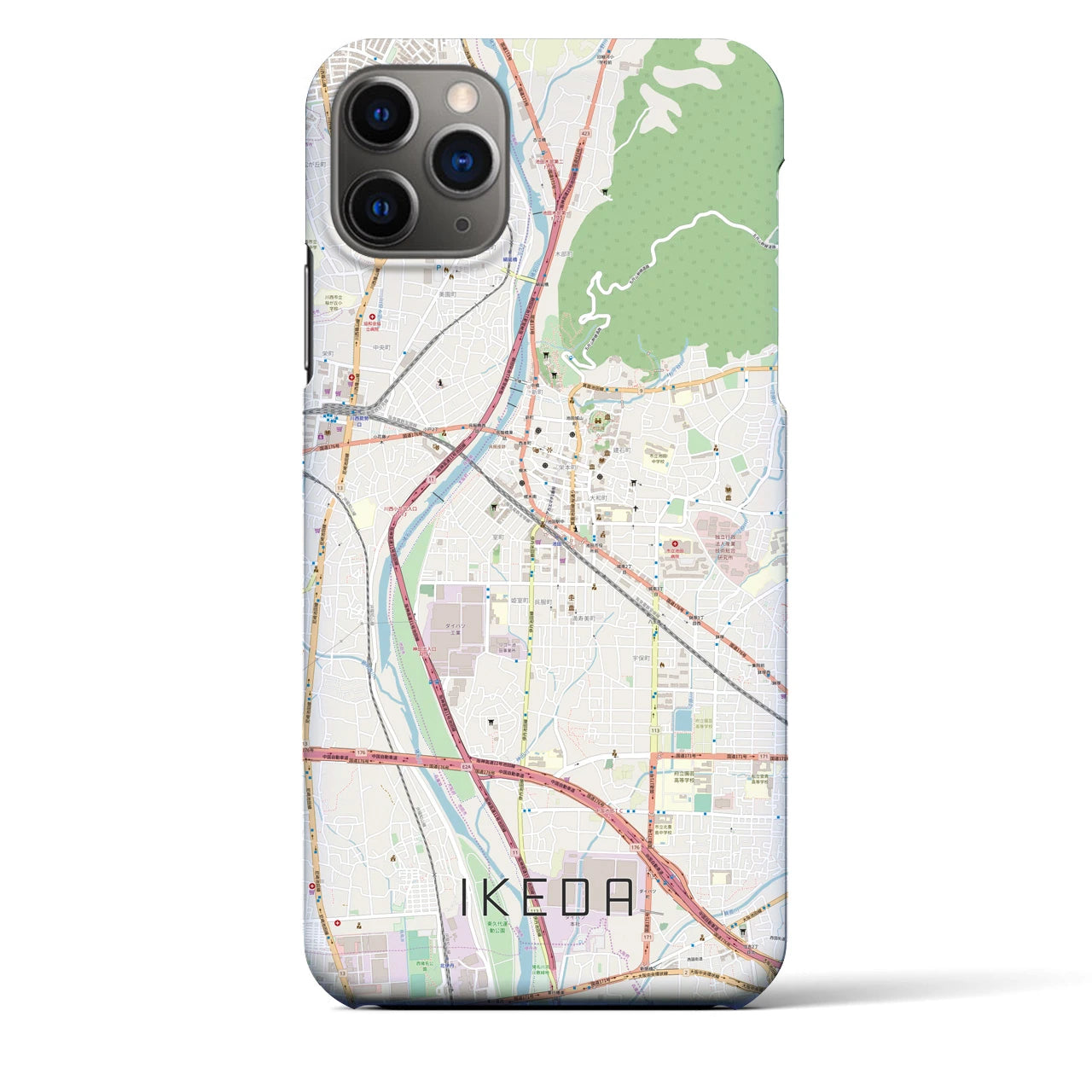 【池田】地図柄iPhoneケース（バックカバータイプ・ナチュラル）iPhone 11 Pro Max 用