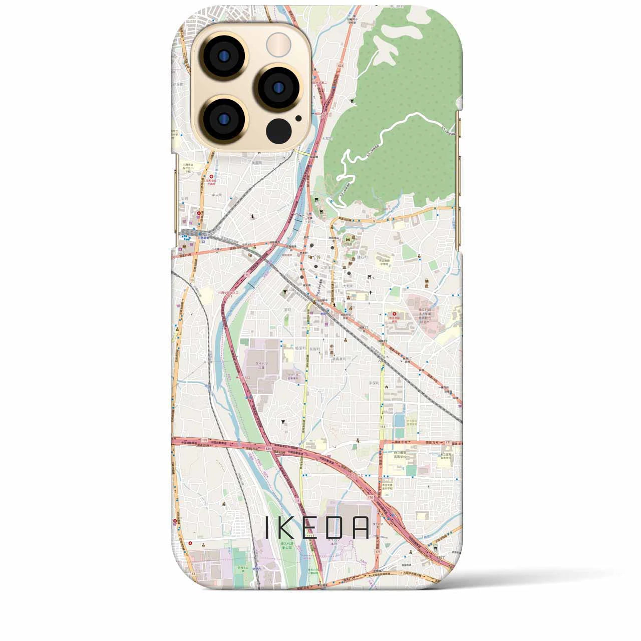 【池田】地図柄iPhoneケース（バックカバータイプ・ナチュラル）iPhone 12 Pro Max 用