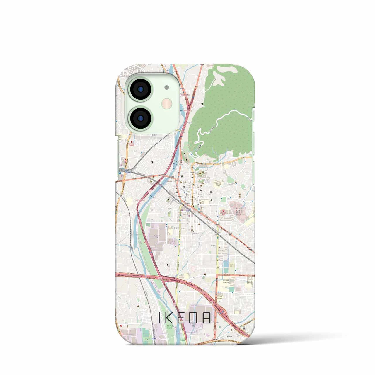 【池田】地図柄iPhoneケース（バックカバータイプ・ナチュラル）iPhone 12 mini 用