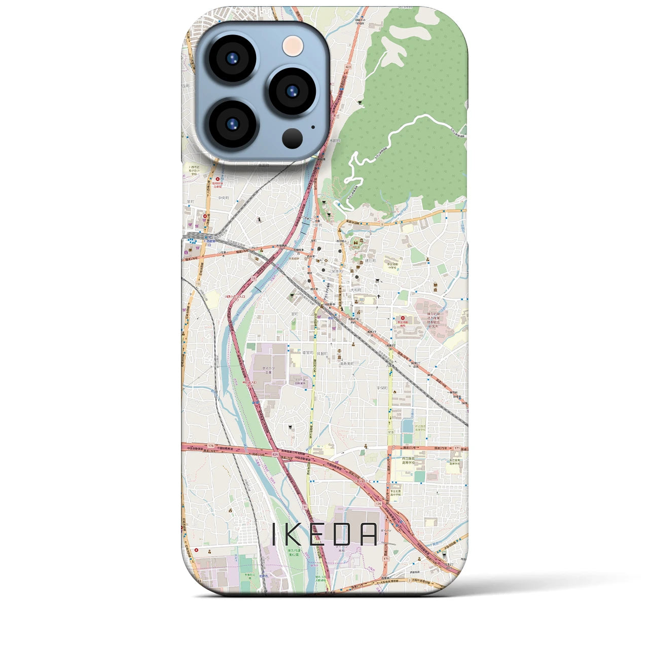 【池田】地図柄iPhoneケース（バックカバータイプ・ナチュラル）iPhone 13 Pro Max 用