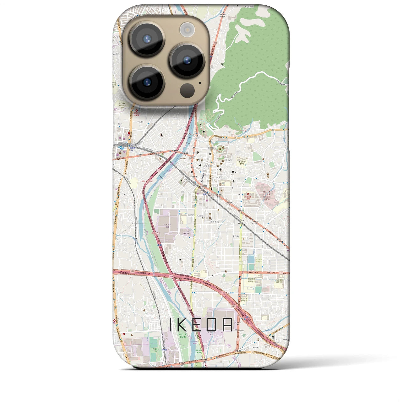 【池田】地図柄iPhoneケース（バックカバータイプ・ナチュラル）iPhone 14 Pro Max 用