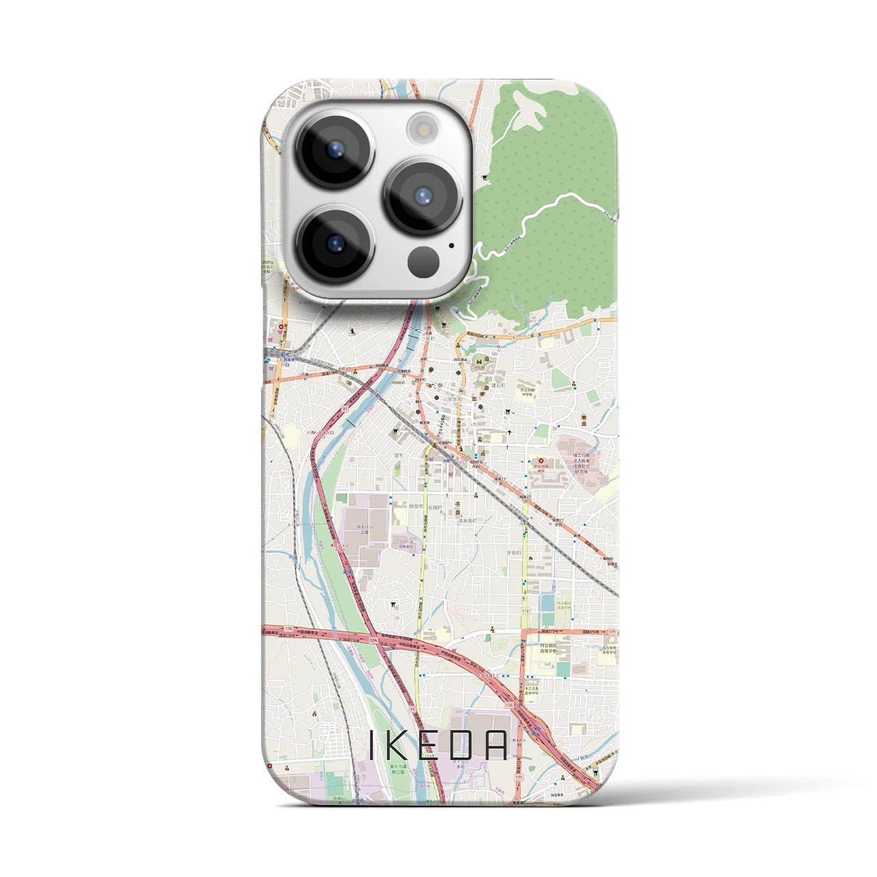 【池田】地図柄iPhoneケース（バックカバータイプ・ナチュラル）iPhone 14 Pro 用
