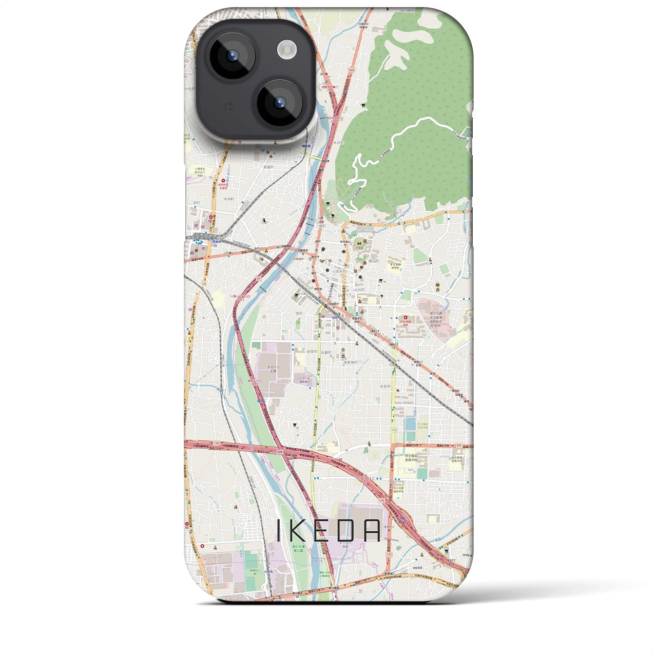 【池田】地図柄iPhoneケース（バックカバータイプ・ナチュラル）iPhone 14 Plus 用