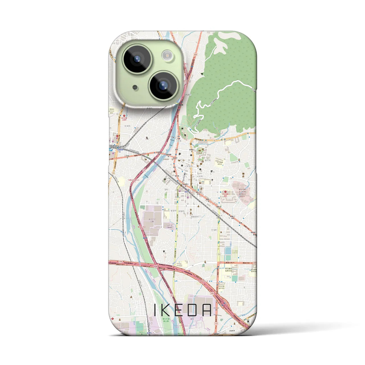 【池田】地図柄iPhoneケース（バックカバータイプ・ナチュラル）iPhone 15 用