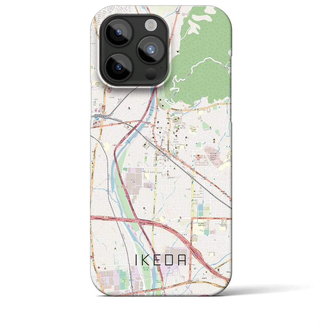 【池田】地図柄iPhoneケース（バックカバータイプ・ナチュラル）iPhone 15 Pro Max 用