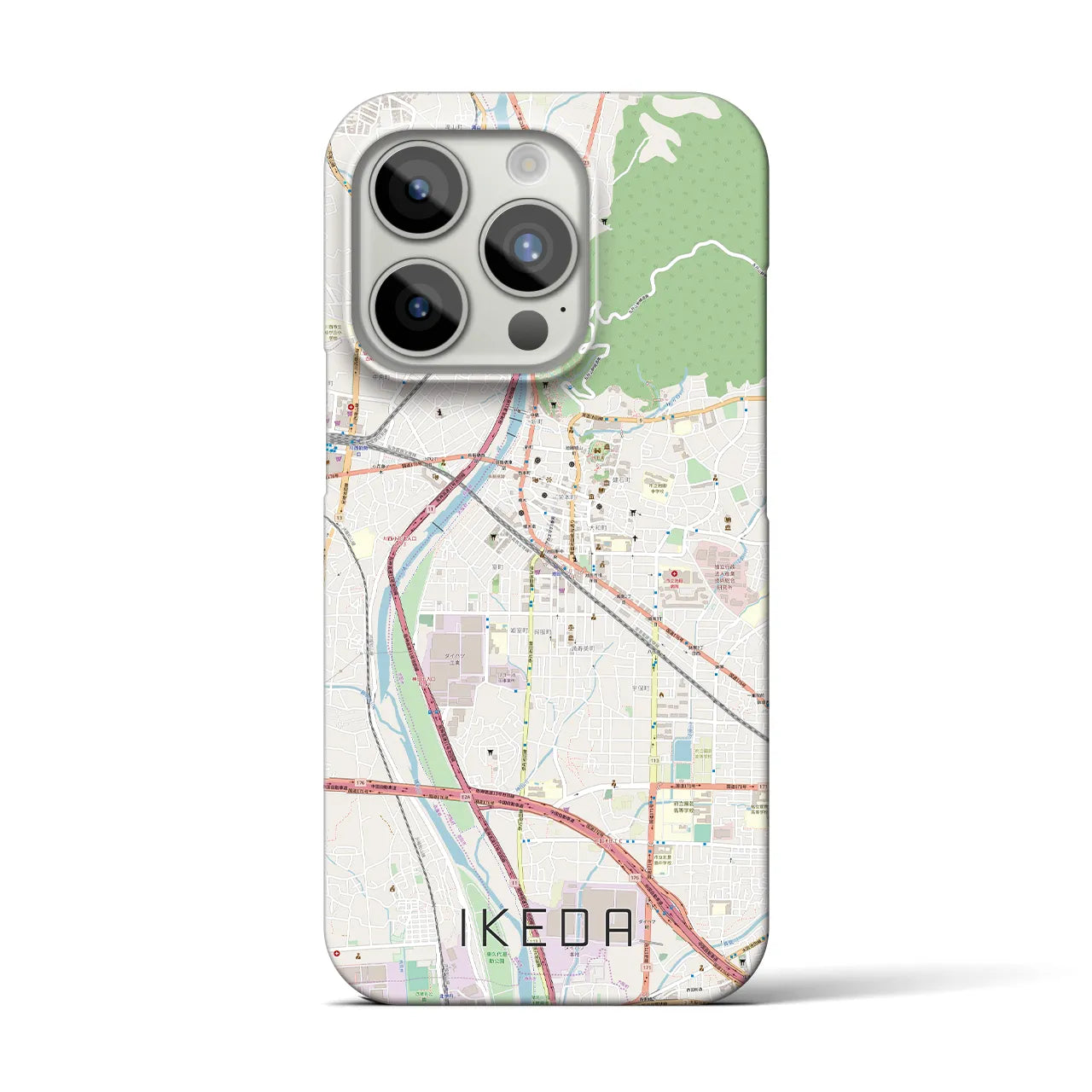 【池田】地図柄iPhoneケース（バックカバータイプ・ナチュラル）iPhone 15 Pro 用