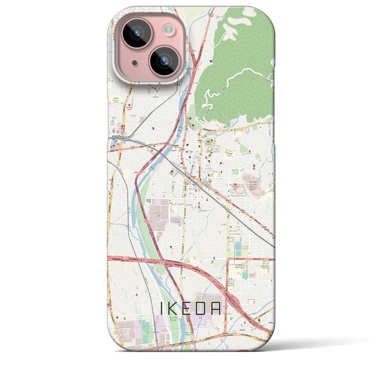 【池田】地図柄iPhoneケース（バックカバータイプ・ナチュラル）iPhone 15 Plus 用
