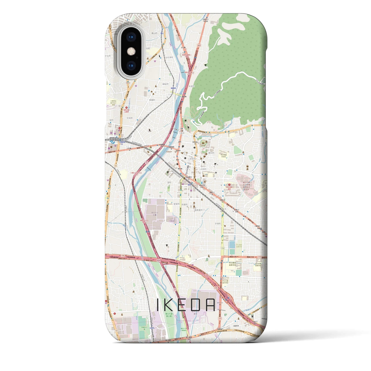 【池田】地図柄iPhoneケース（バックカバータイプ・ナチュラル）iPhone XS Max 用