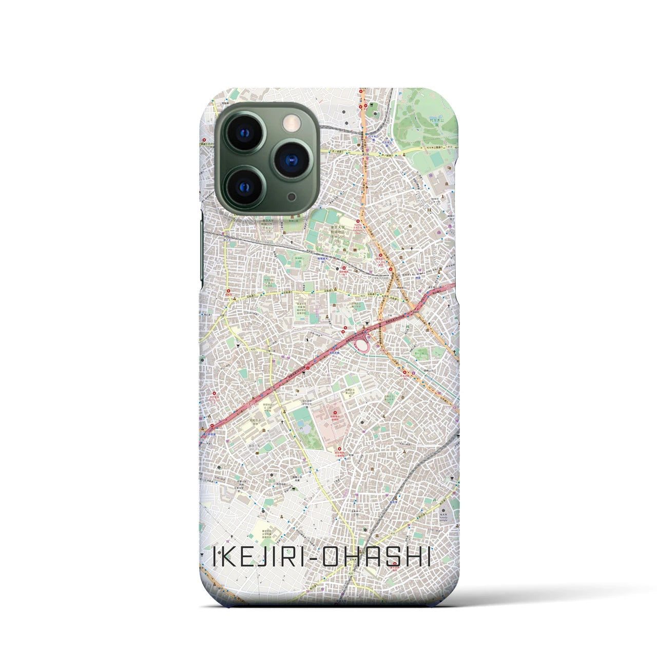 【池尻大橋】地図柄iPhoneケース（バックカバータイプ・ナチュラル）iPhone 11 Pro 用