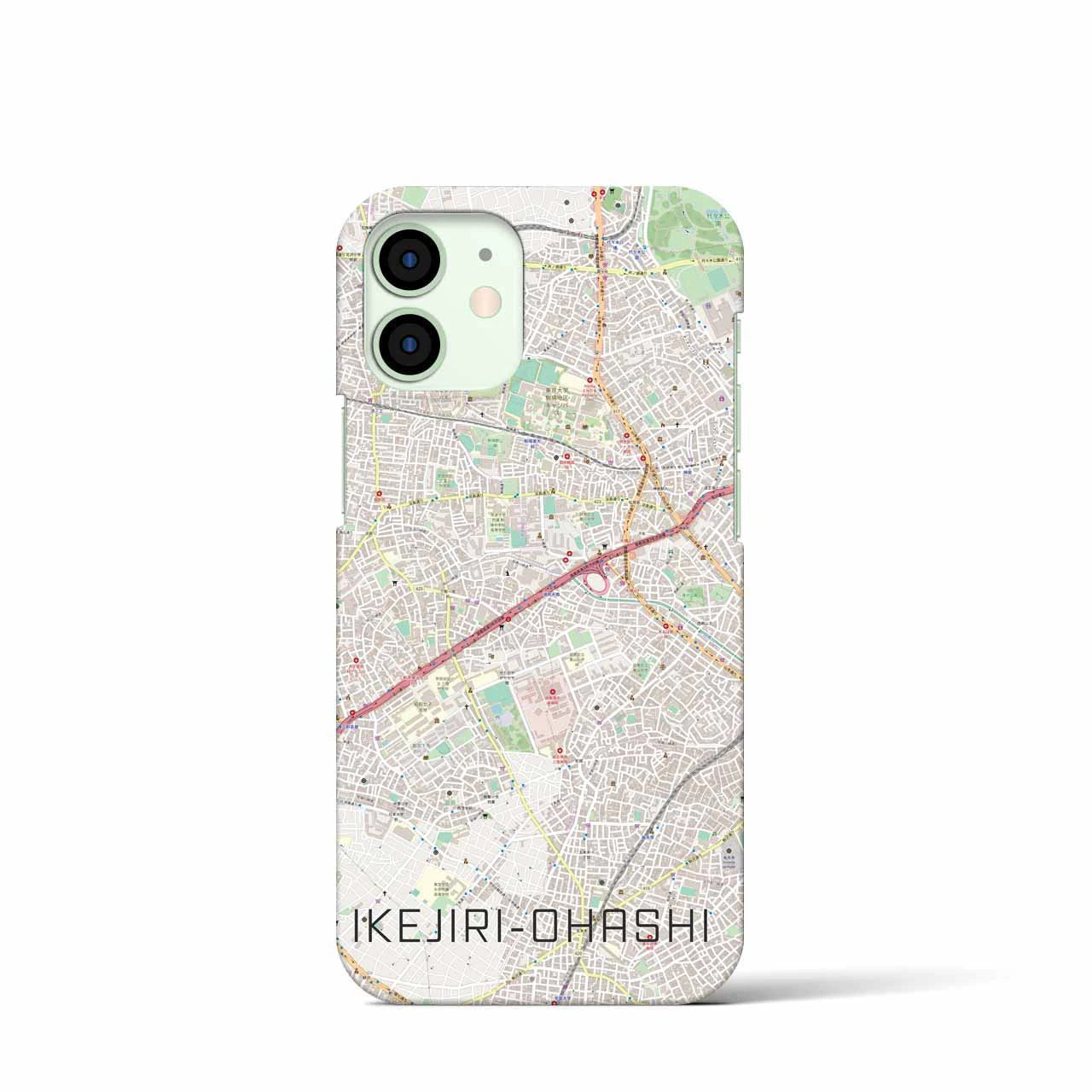 【池尻大橋】地図柄iPhoneケース（バックカバータイプ・ナチュラル）iPhone 12 mini 用