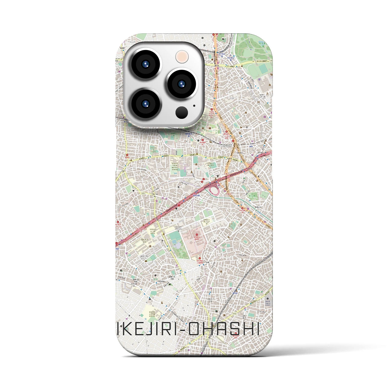 【池尻大橋】地図柄iPhoneケース（バックカバータイプ・ナチュラル）iPhone 13 Pro 用