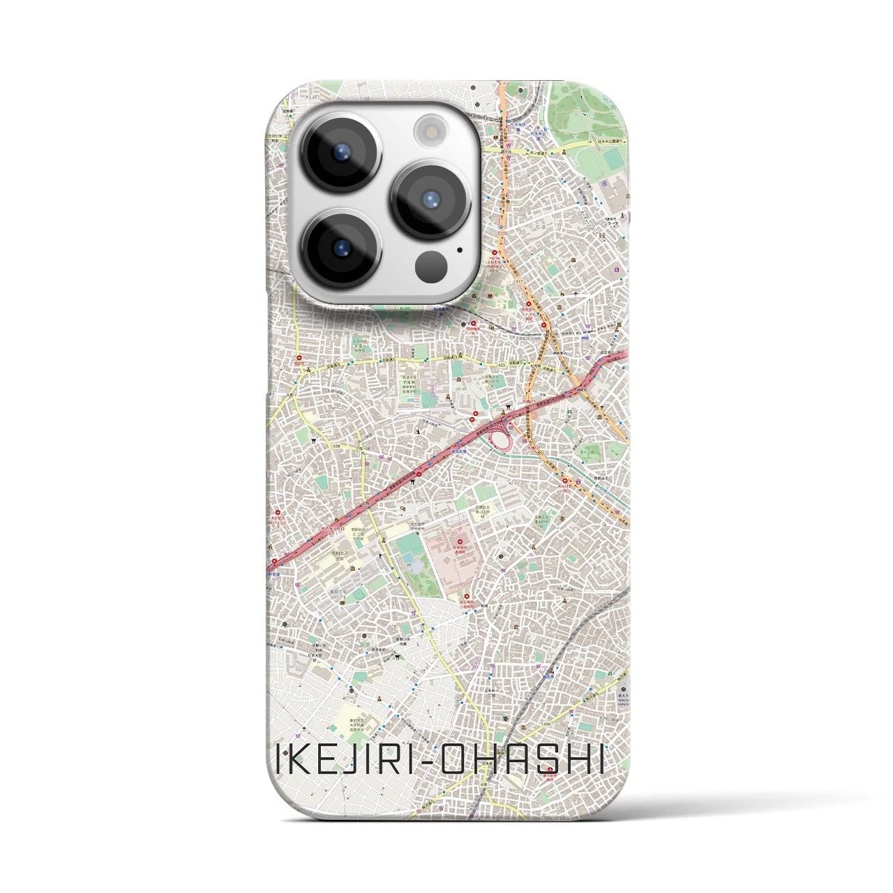 【池尻大橋】地図柄iPhoneケース（バックカバータイプ・ナチュラル）iPhone 14 Pro 用
