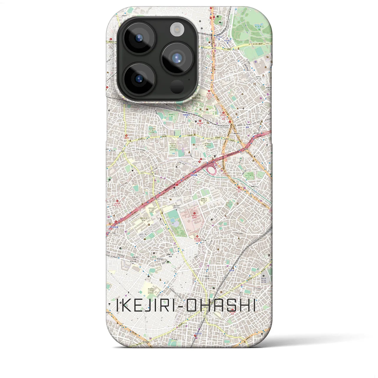 【池尻大橋】地図柄iPhoneケース（バックカバータイプ・ナチュラル）iPhone 15 Pro Max 用