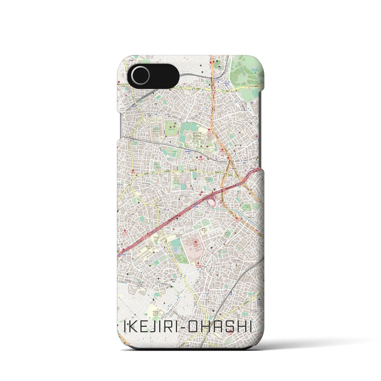 【池尻大橋】地図柄iPhoneケース（バックカバータイプ・ナチュラル）iPhone SE（第3 / 第2世代） / 8 / 7 / 6s / 6 用