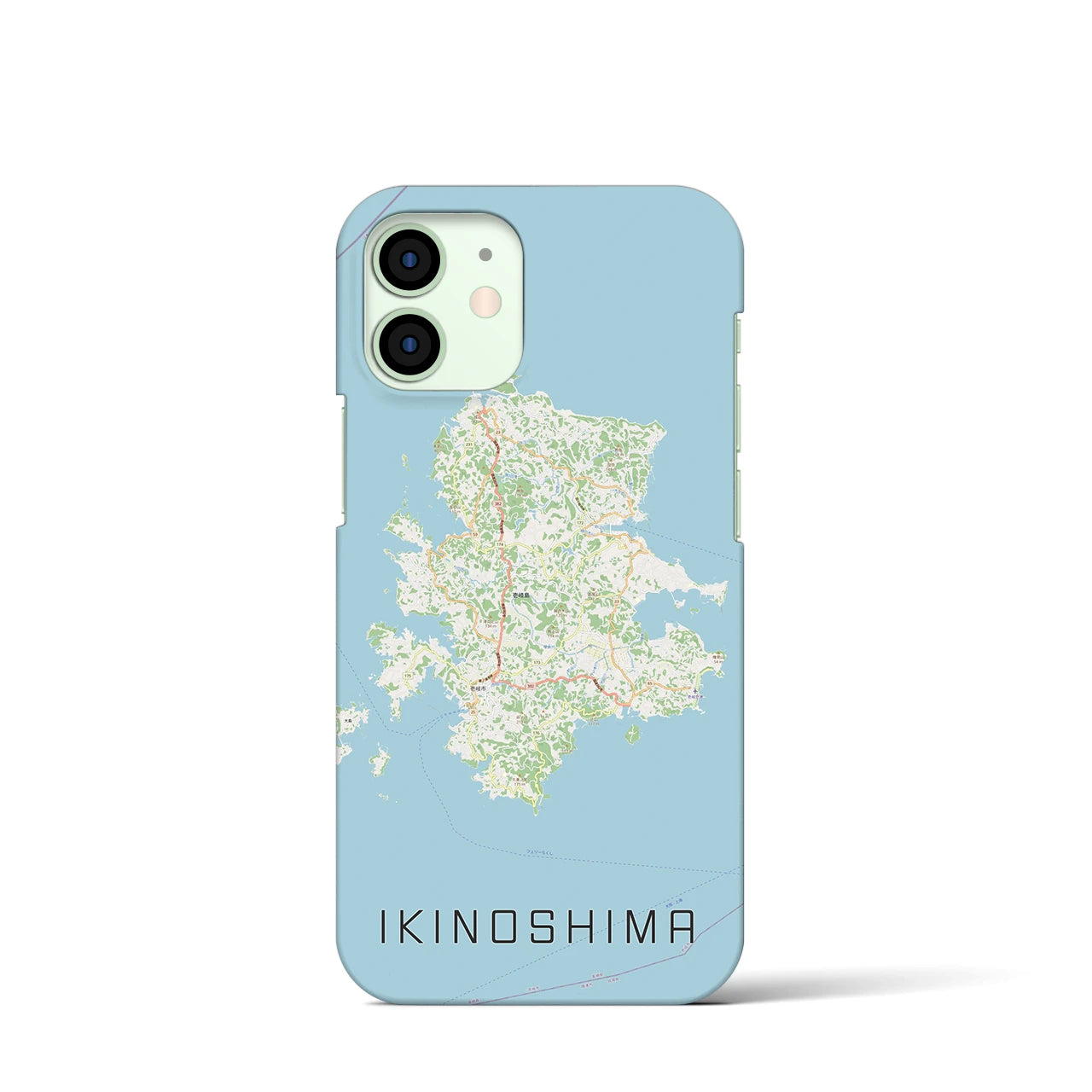 【壱岐島】地図柄iPhoneケース（バックカバータイプ・ナチュラル）iPhone 12 mini 用