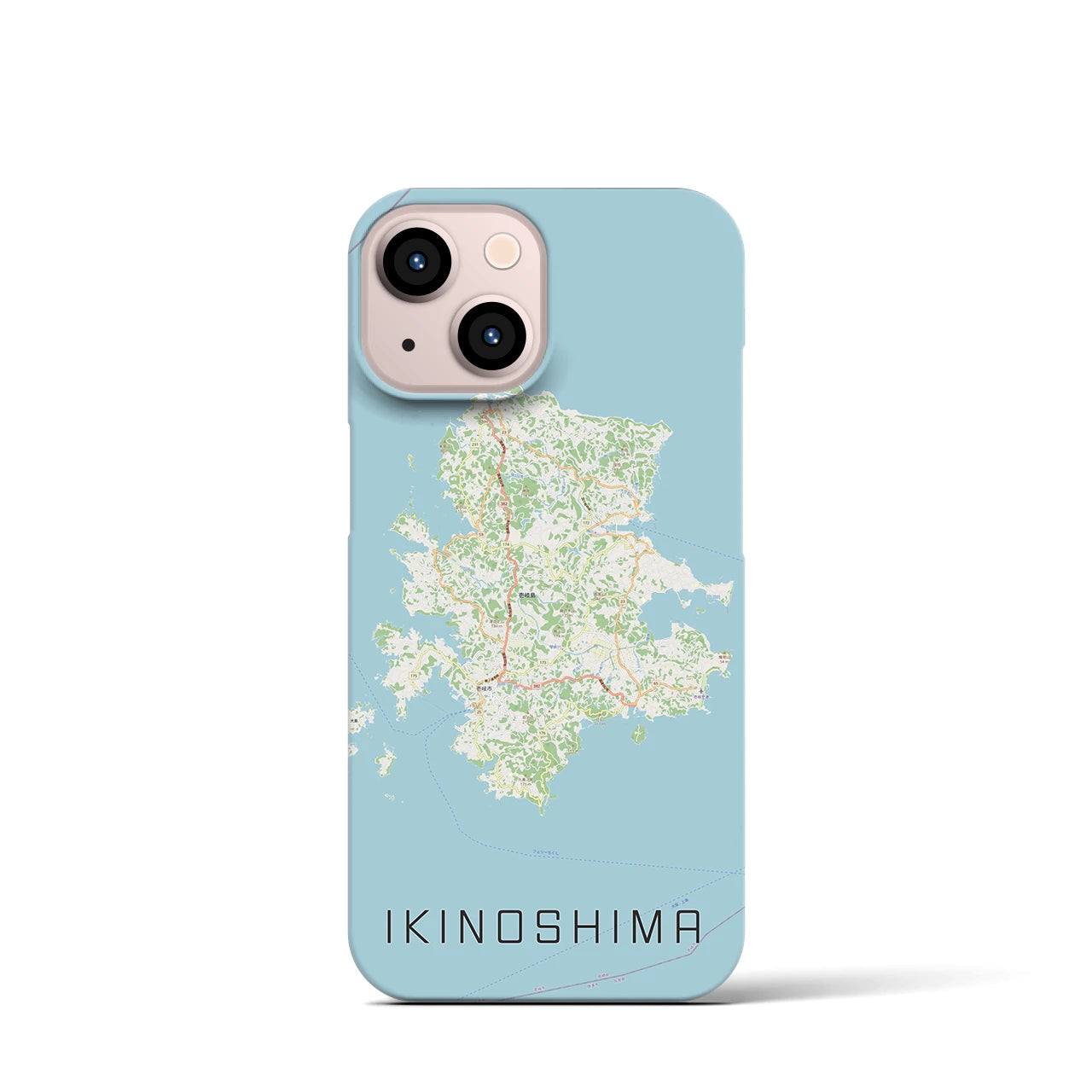 【壱岐島】地図柄iPhoneケース（バックカバータイプ・ナチュラル）iPhone 13 mini 用