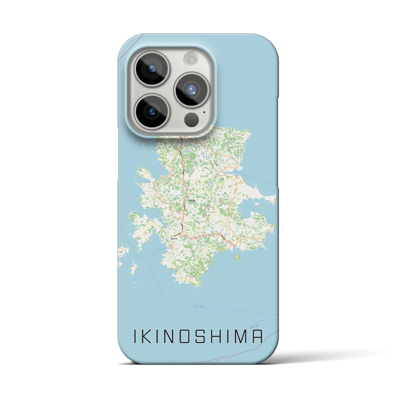 【壱岐島】地図柄iPhoneケース（バックカバータイプ・ナチュラル）iPhone 15 Pro 用