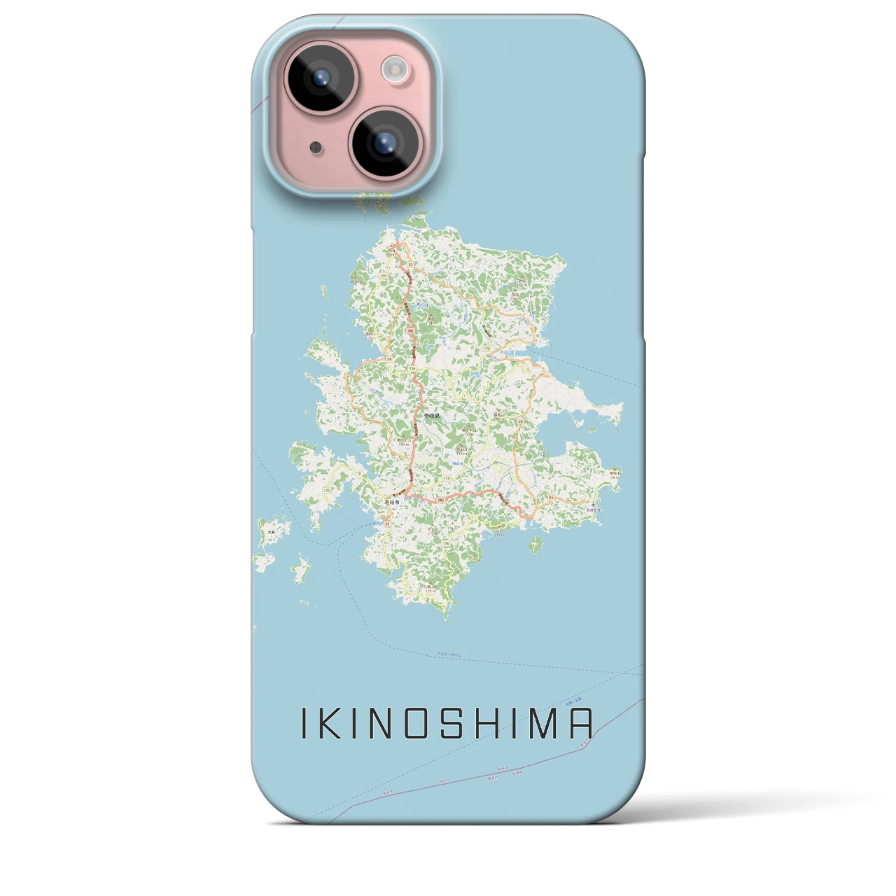 【壱岐島】地図柄iPhoneケース（バックカバータイプ・ナチュラル）iPhone 15 Plus 用