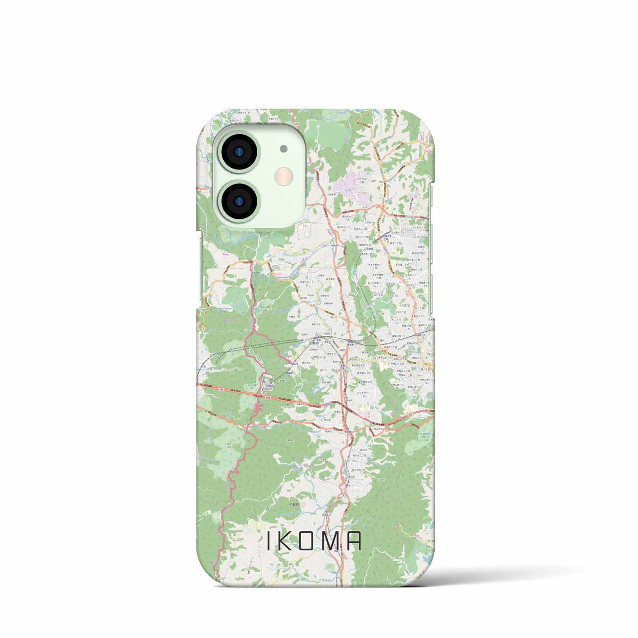 【生駒】地図柄iPhoneケース（バックカバータイプ・ナチュラル）iPhone 12 mini 用