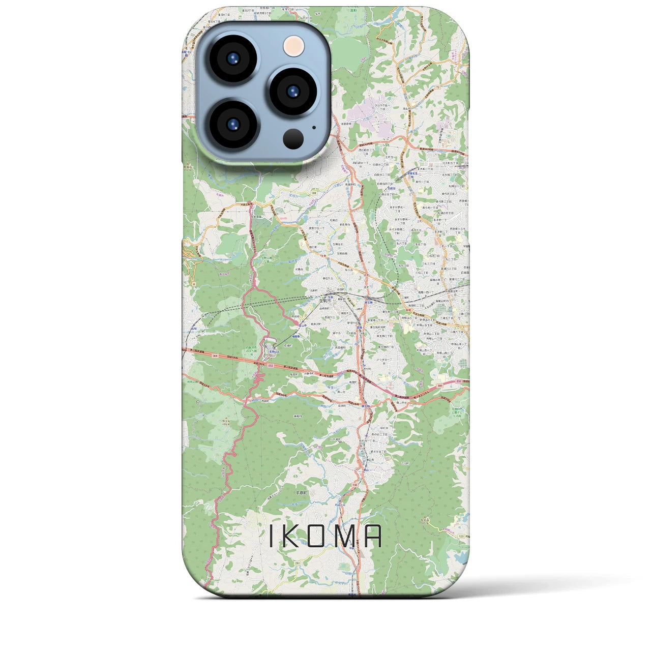 【生駒】地図柄iPhoneケース（バックカバータイプ・ナチュラル）iPhone 13 Pro Max 用