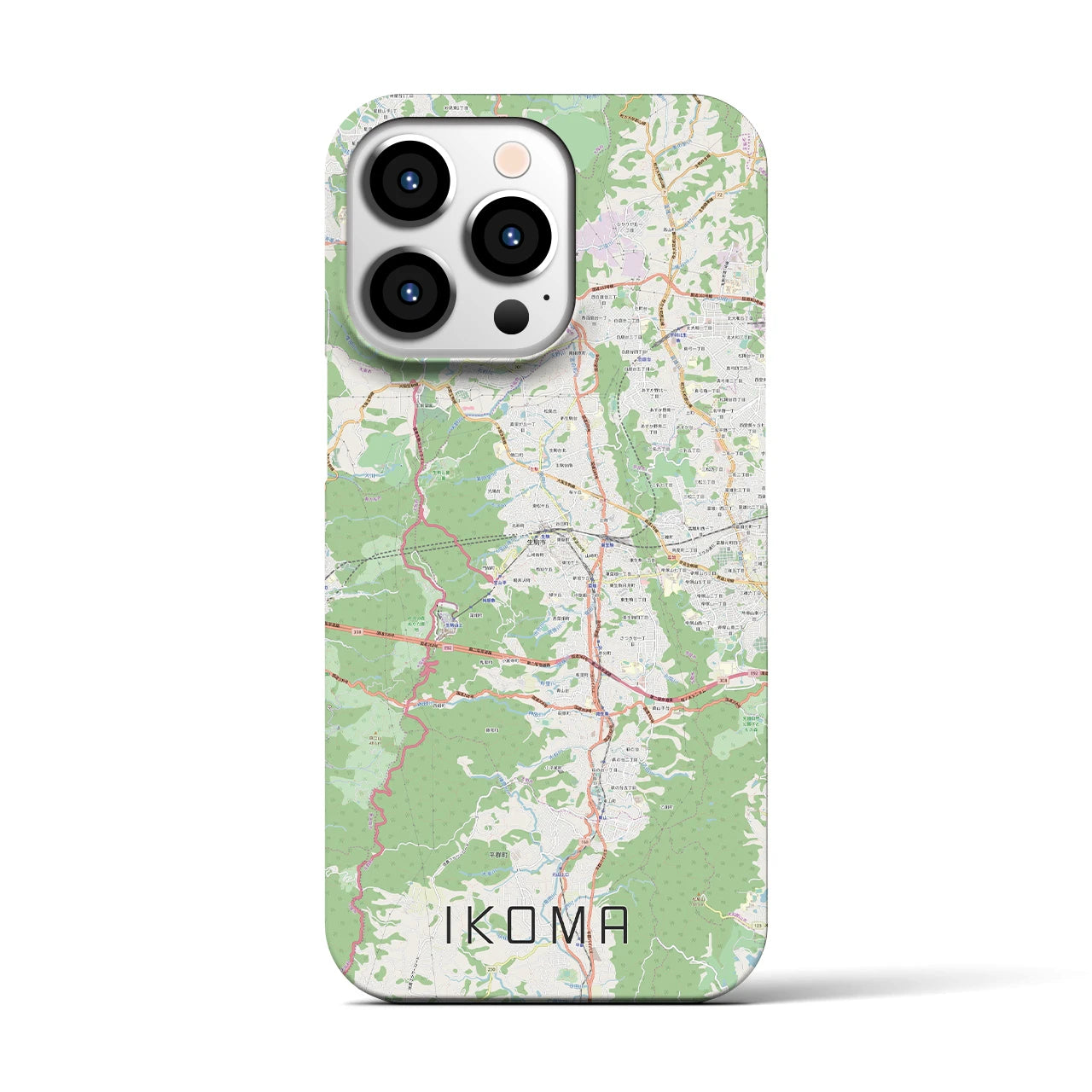 【生駒】地図柄iPhoneケース（バックカバータイプ・ナチュラル）iPhone 13 Pro 用