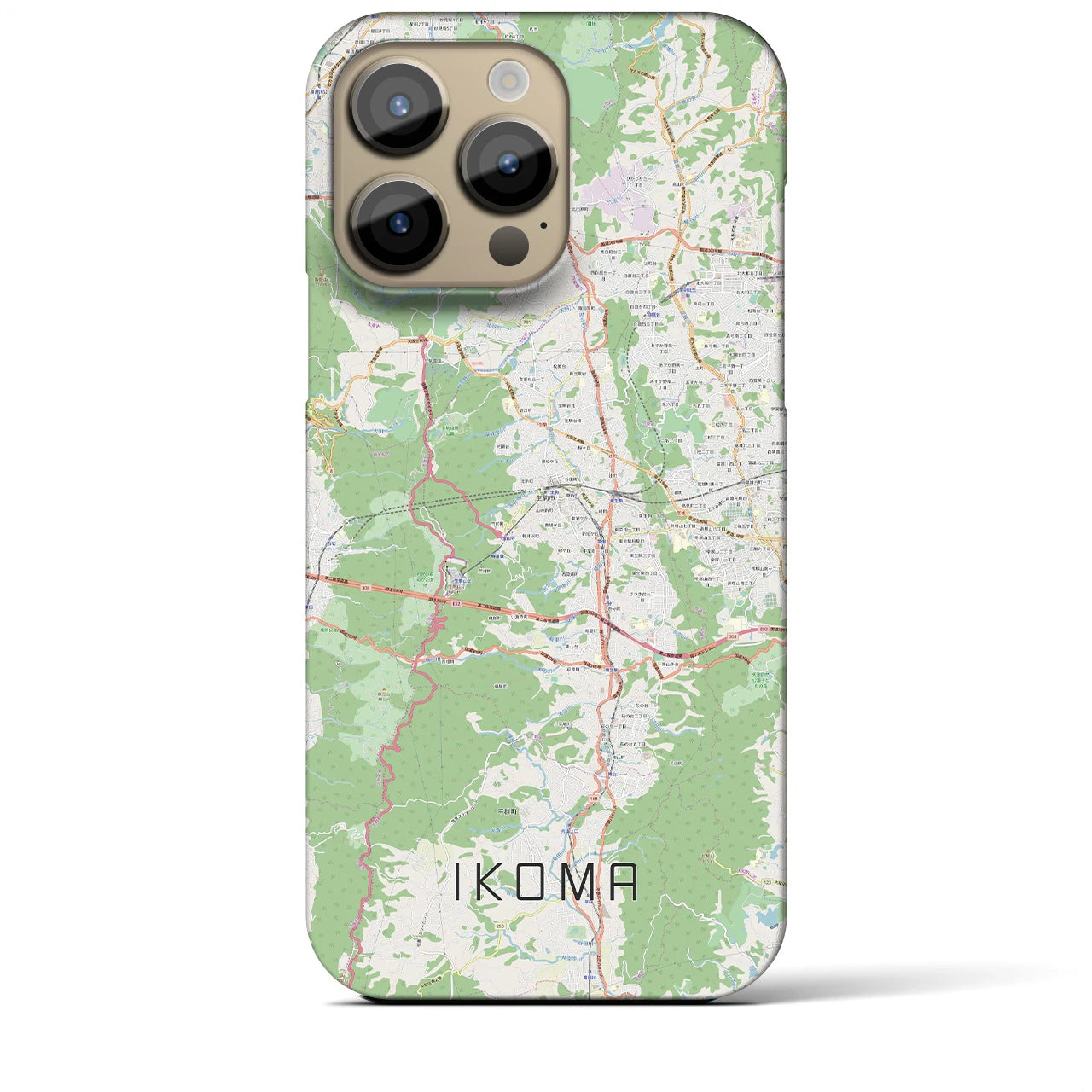 【生駒】地図柄iPhoneケース（バックカバータイプ・ナチュラル）iPhone 14 Pro Max 用