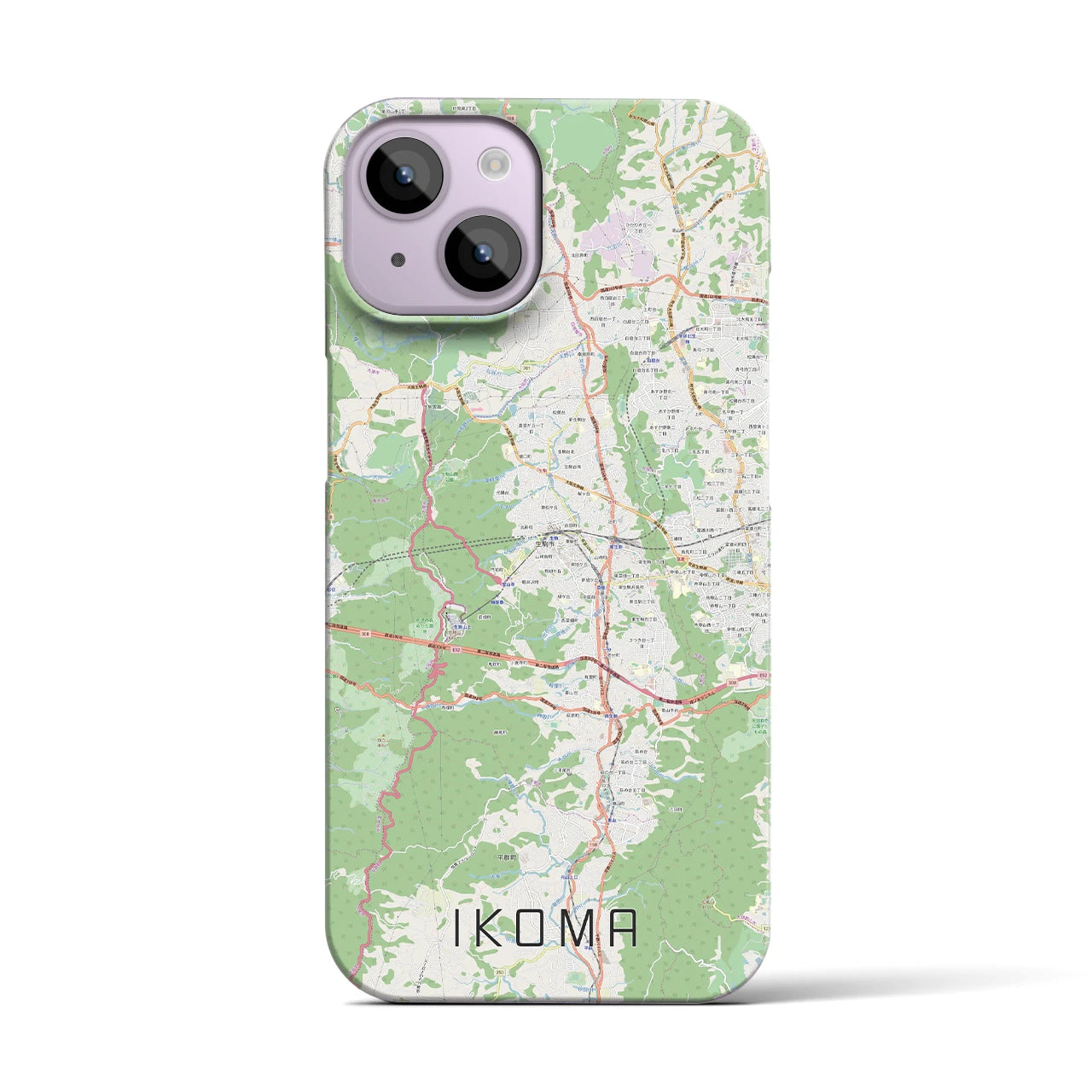 【生駒】地図柄iPhoneケース（バックカバータイプ・ナチュラル）iPhone 14 用