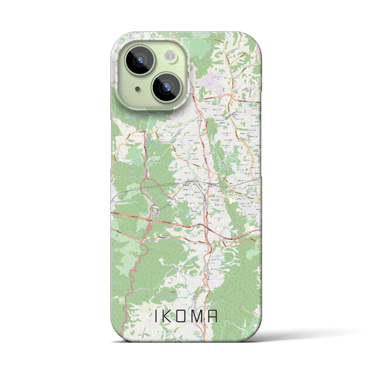 【生駒】地図柄iPhoneケース（バックカバータイプ・ナチュラル）iPhone 15 用