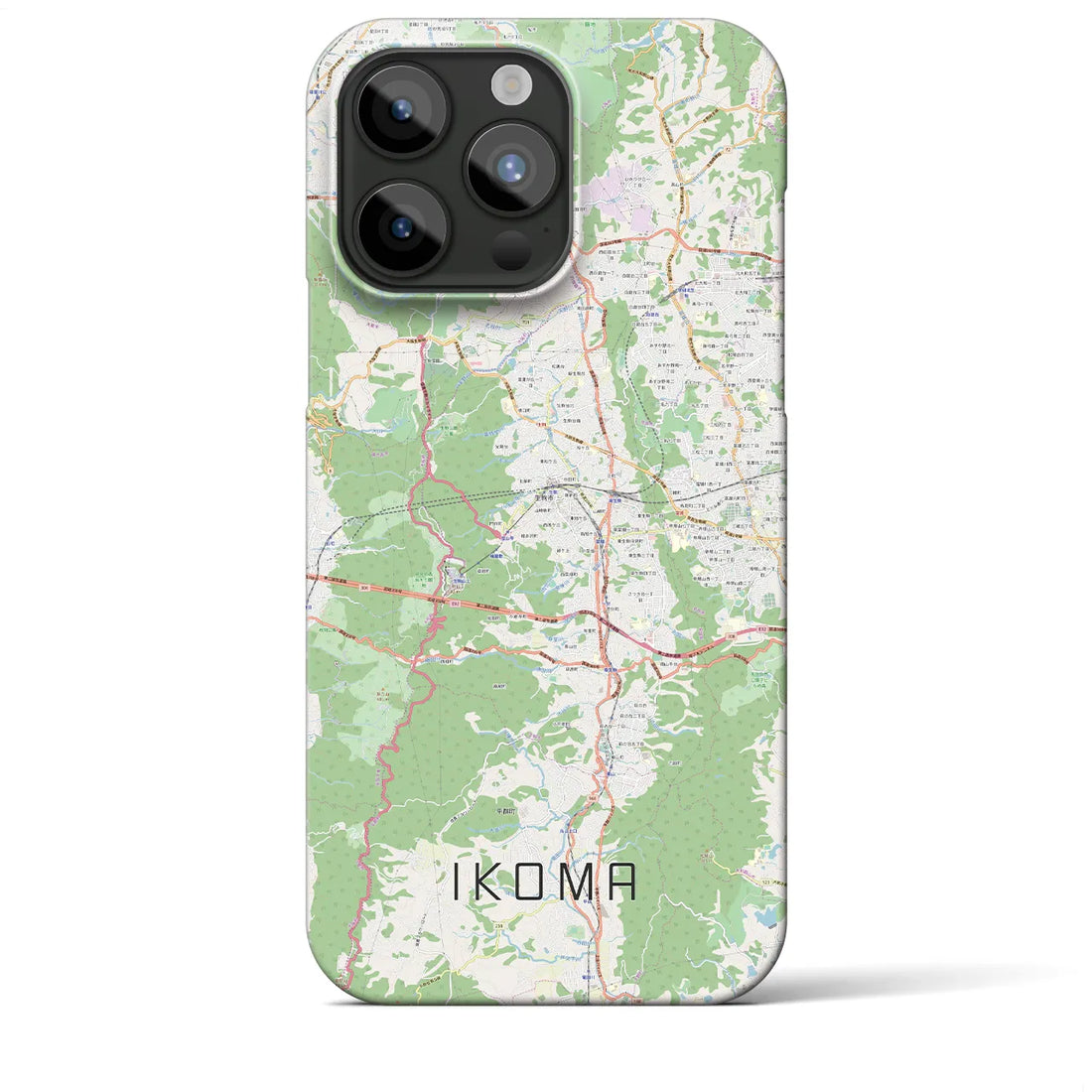 【生駒】地図柄iPhoneケース（バックカバータイプ・ナチュラル）iPhone 15 Pro Max 用