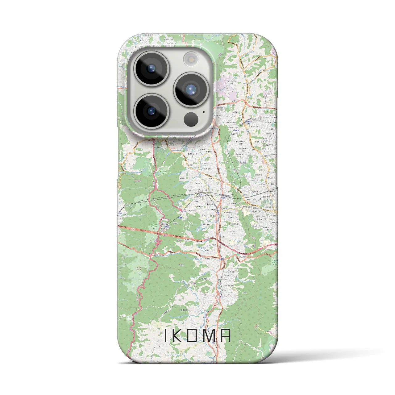 【生駒】地図柄iPhoneケース（バックカバータイプ・ナチュラル）iPhone 15 Pro 用