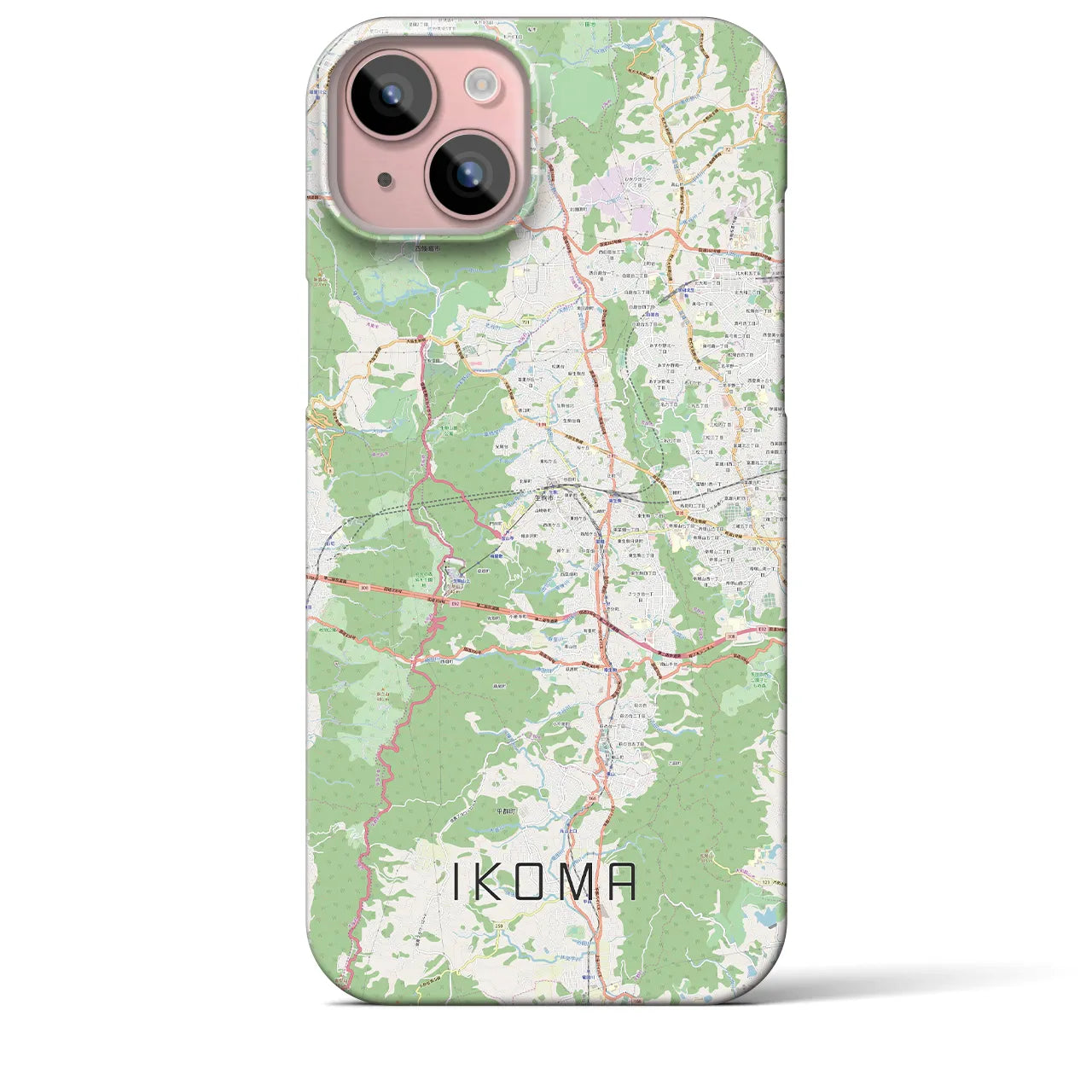 【生駒】地図柄iPhoneケース（バックカバータイプ・ナチュラル）iPhone 15 Plus 用