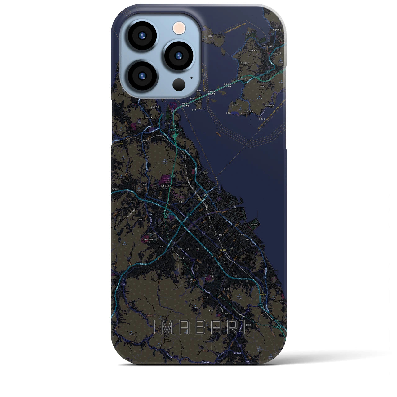 【今治2】地図柄iPhoneケース（バックカバータイプ・ブラック）iPhone 13 Pro Max 用