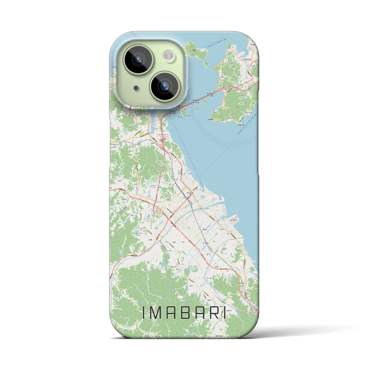 【今治2】地図柄iPhoneケース（バックカバータイプ・ナチュラル）iPhone 15 用