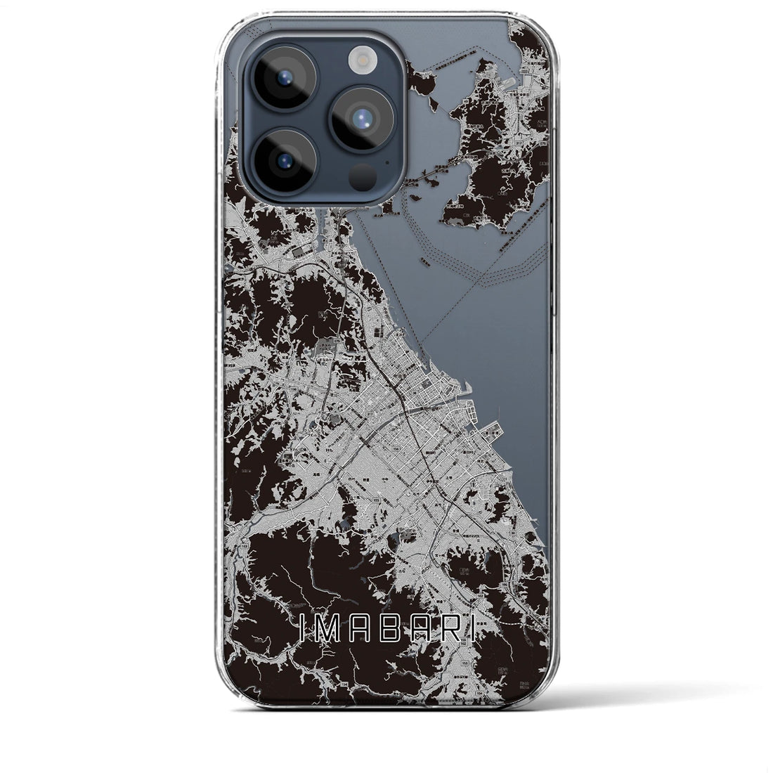 【今治2】地図柄iPhoneケース（クリアタイプ・モノトーン）iPhone 15 Pro Max 用