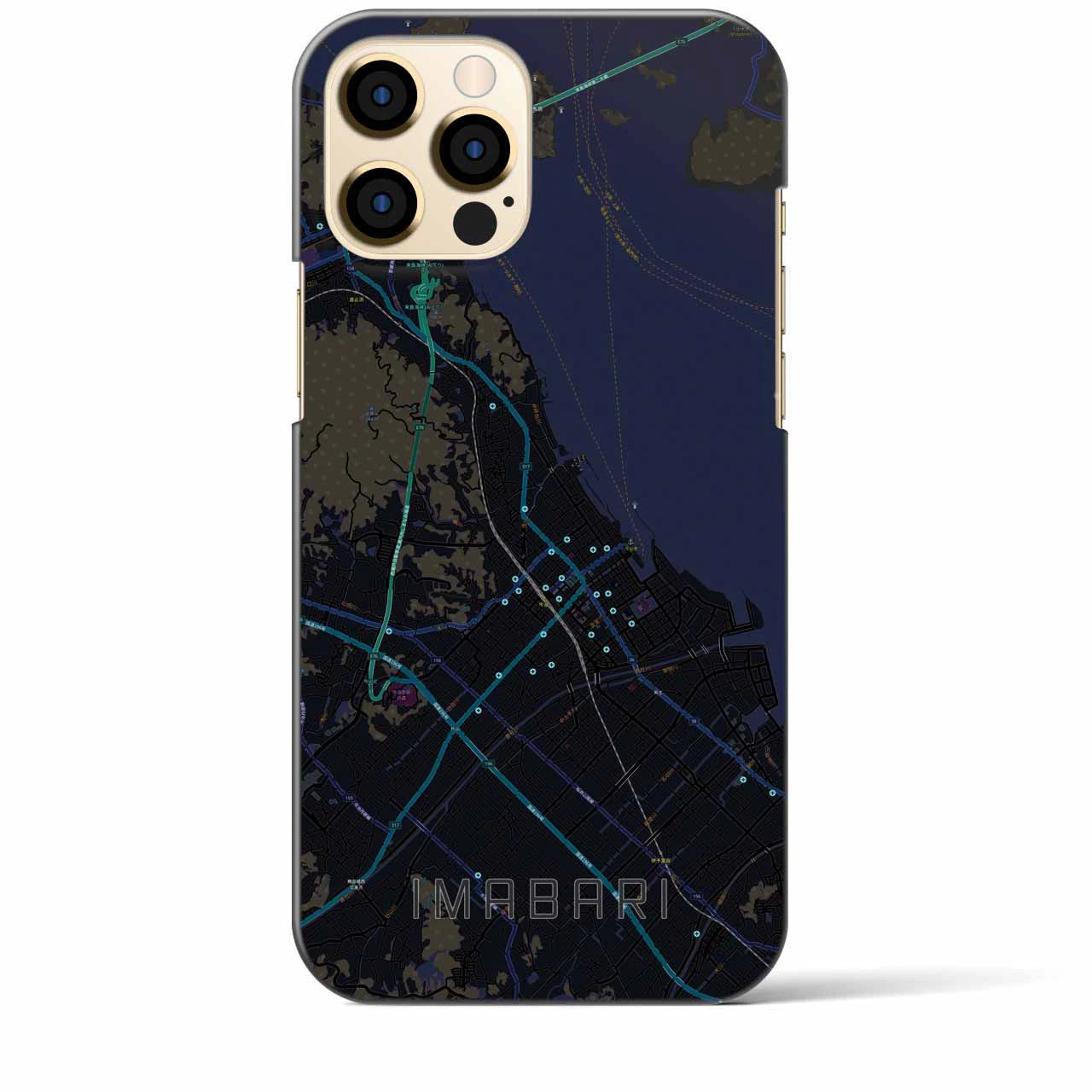 【今治】地図柄iPhoneケース（バックカバータイプ・ブラック）iPhone 12 Pro Max 用