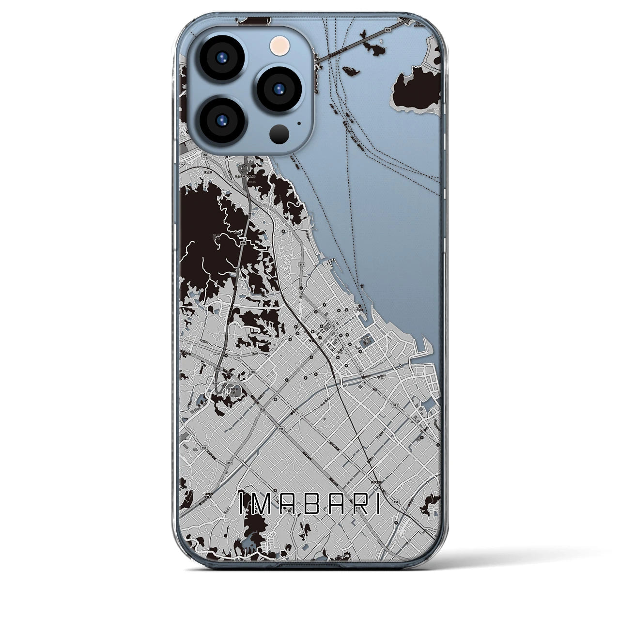 【今治】地図柄iPhoneケース（クリアタイプ・モノトーン）iPhone 13 Pro Max 用