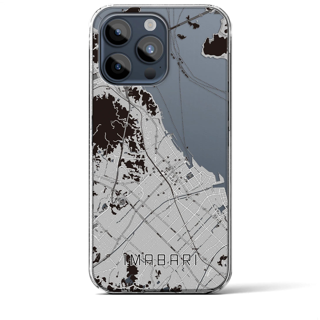 【今治】地図柄iPhoneケース（クリアタイプ・モノトーン）iPhone 15 Pro Max 用