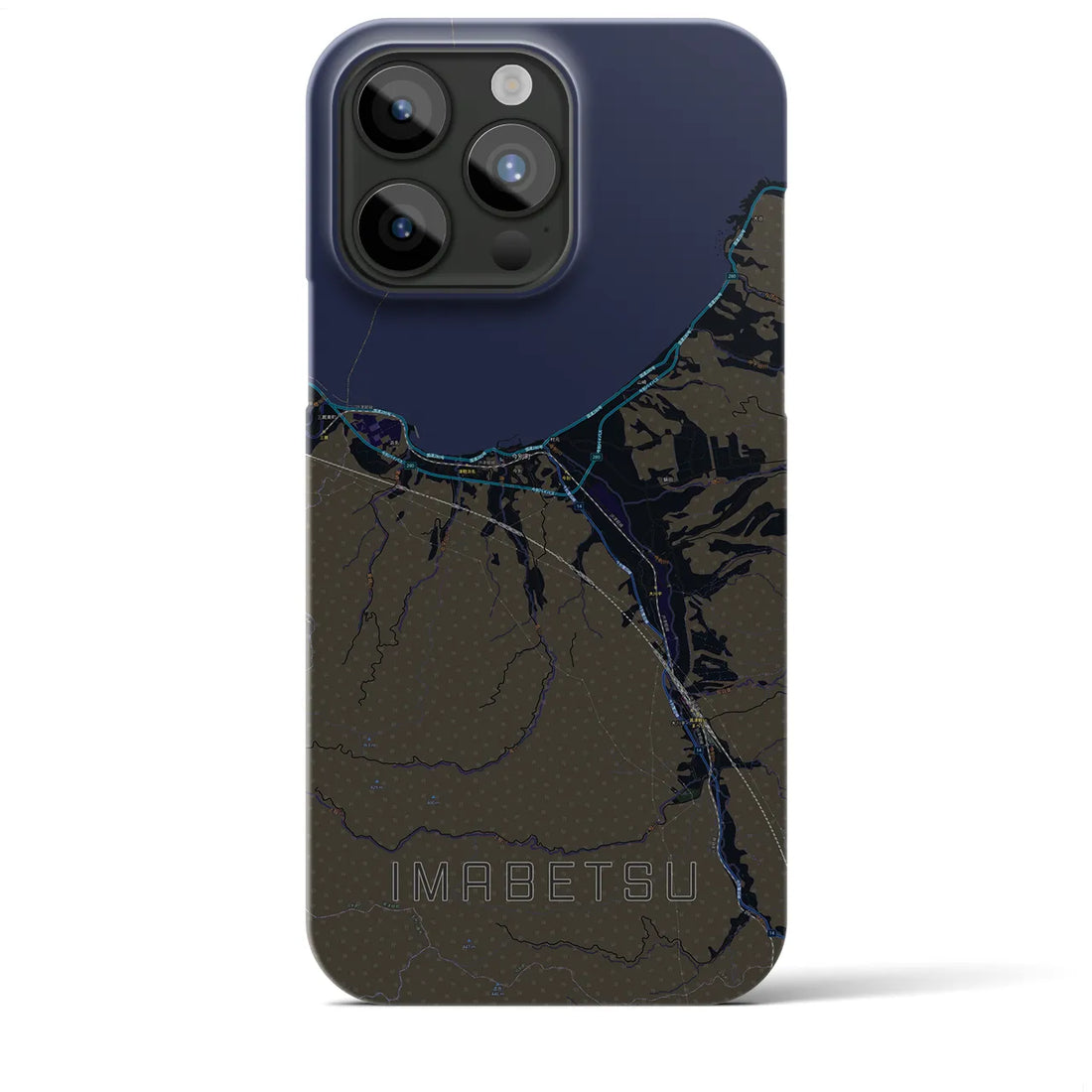 【今別】地図柄iPhoneケース（バックカバータイプ・ブラック）iPhone 15 Pro Max 用