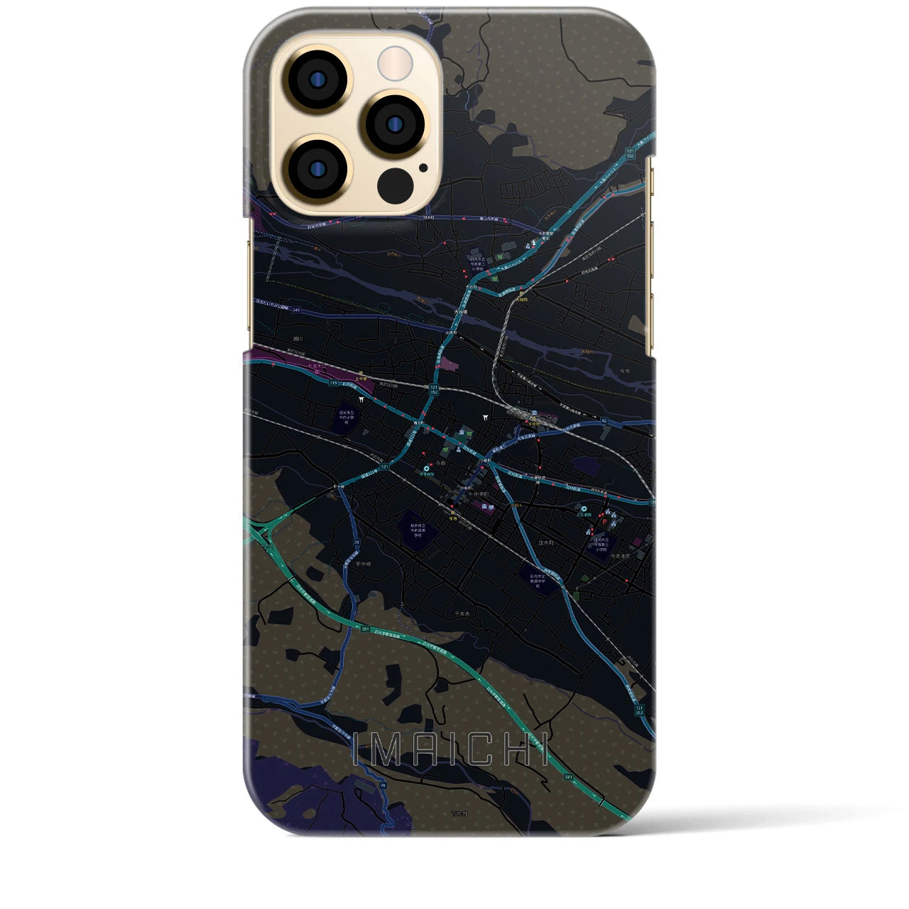 【今市】地図柄iPhoneケース（バックカバータイプ・ブラック）iPhone 12 Pro Max 用
