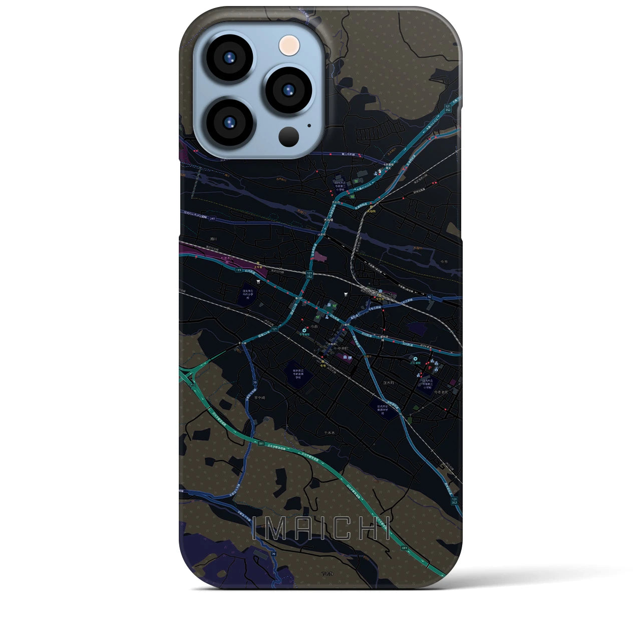 【今市】地図柄iPhoneケース（バックカバータイプ・ブラック）iPhone 13 Pro Max 用