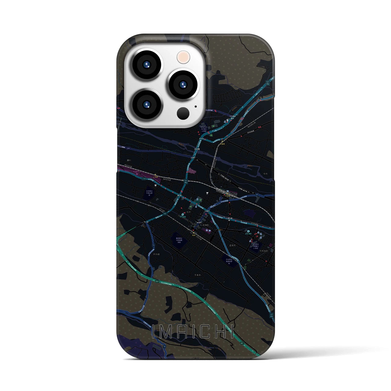 【今市】地図柄iPhoneケース（バックカバータイプ・ブラック）iPhone 13 Pro 用